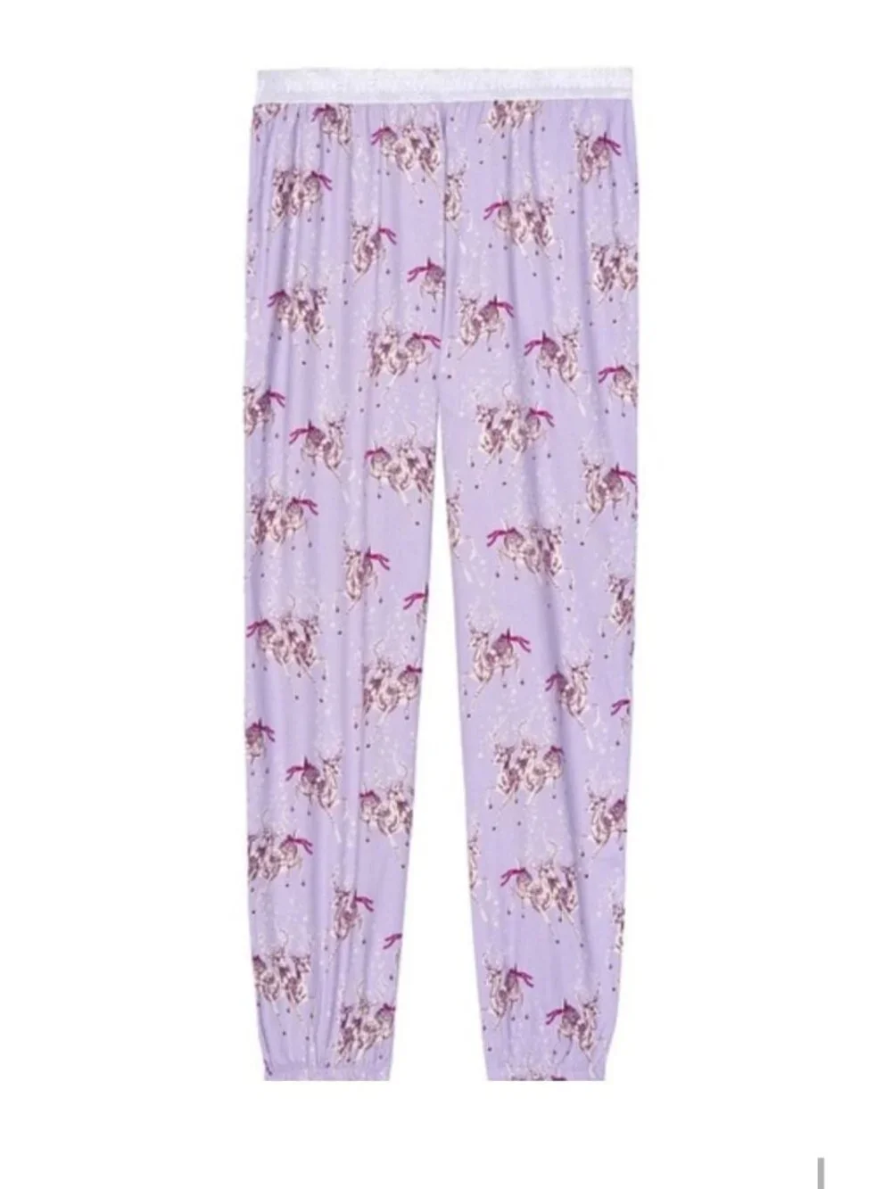 Victoria's Secret pajama pants sz M cropped jogger style purple reindeer Holiday